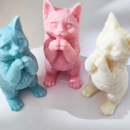 22CM Large 3D Standing cat Candle Mold Animal Soy Wax Silicone Mould Dog Cartoon cat epoxy resin silicone mold gypsum mold