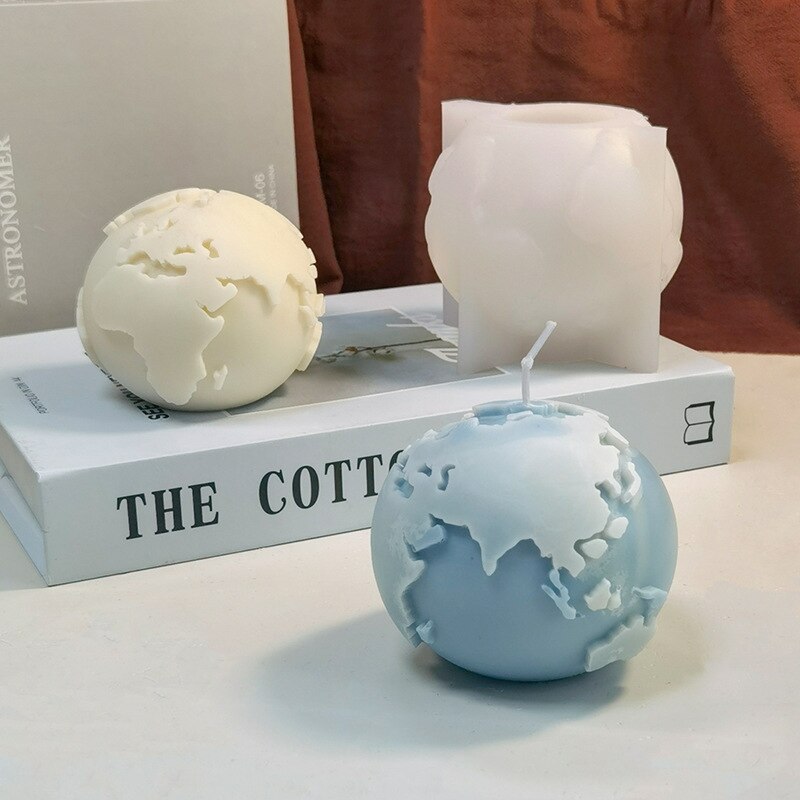 Concrete Globe Silicone Mold Cement Handmade 3D Earth Globe Form for candles Home Decoration Gypsum Candle Silicone Mold