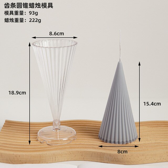 Large Rack fine tooth stripe conical candle plastic mold round tip stripe cylindrical candle acrylic mold home decor