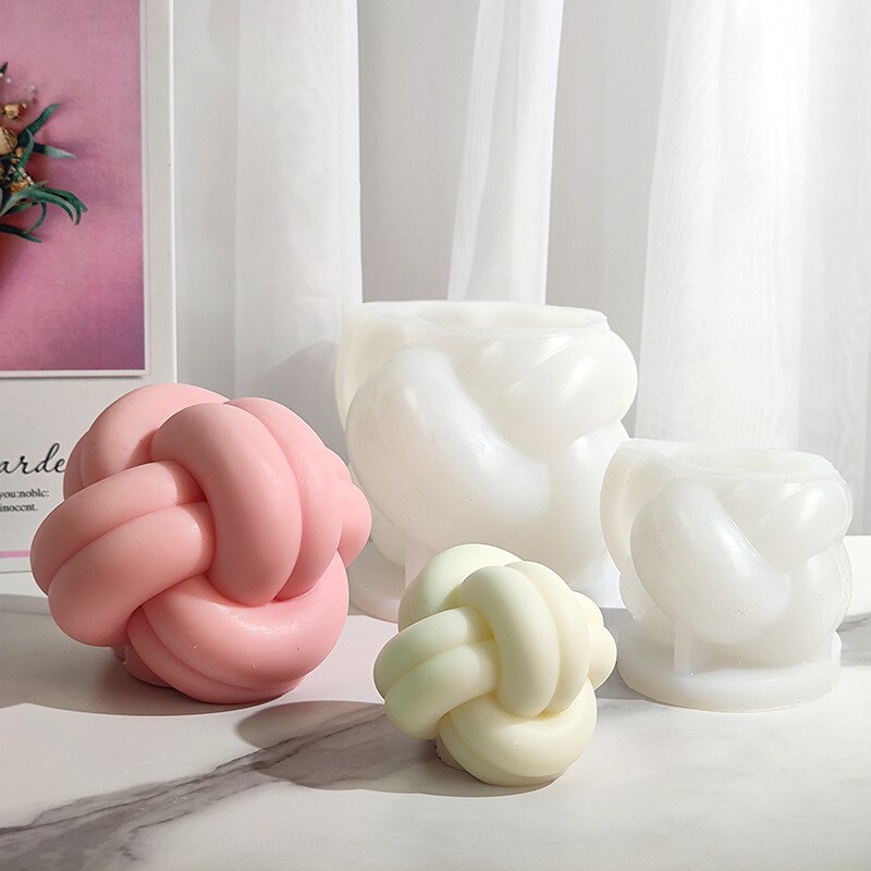 Tie Rope Ball Twisted Knitted Knots Candles Molds Tube Knot Candle Silicone Mold for Unique Weird Gift