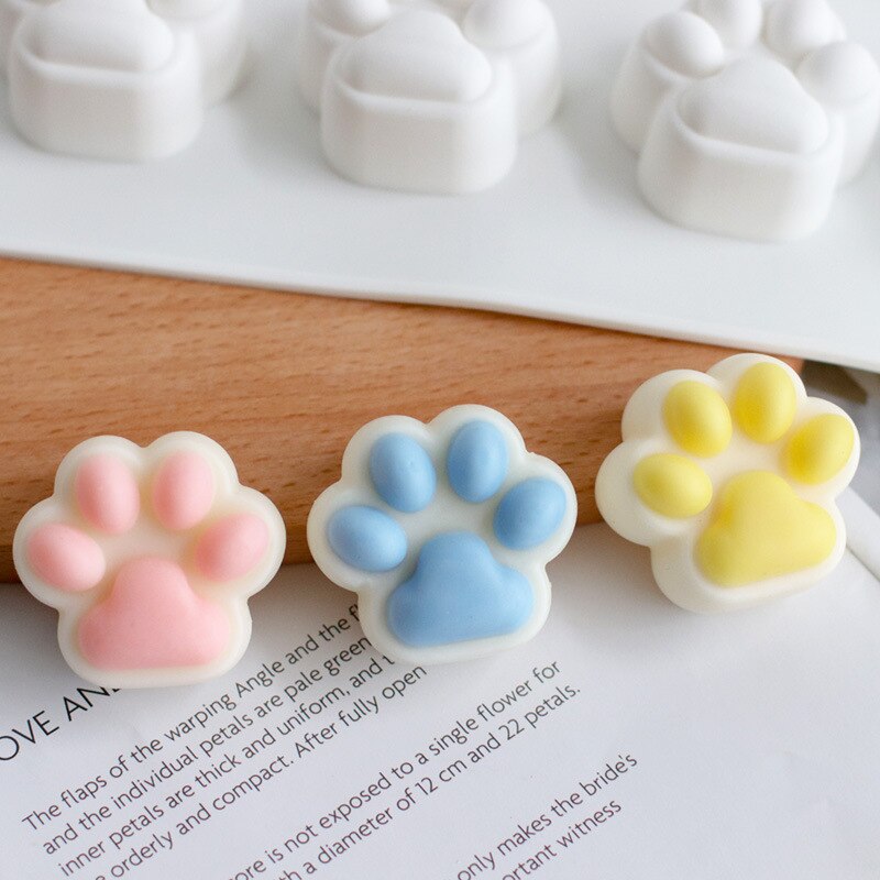 8 Container Cute cartoon cat claw candle silicone mold Dog claw soap silicone mold Home ornaments epoxy resin mold cake mold