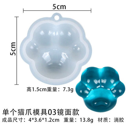 Mini Cat Paw Pendant Silicone Mold Keychain Pendants Epoxy Resin Molds for DIY Epoxy Resin Crafting Mould Jewelry Making Crasfs