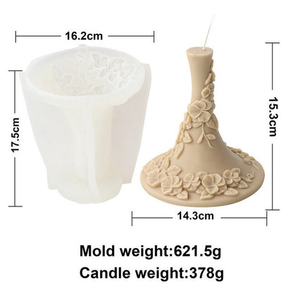 Large Rattan vase candle silicone mold pattern conical cylinder candle silicone mold lace embossed pattern resin silicone mold