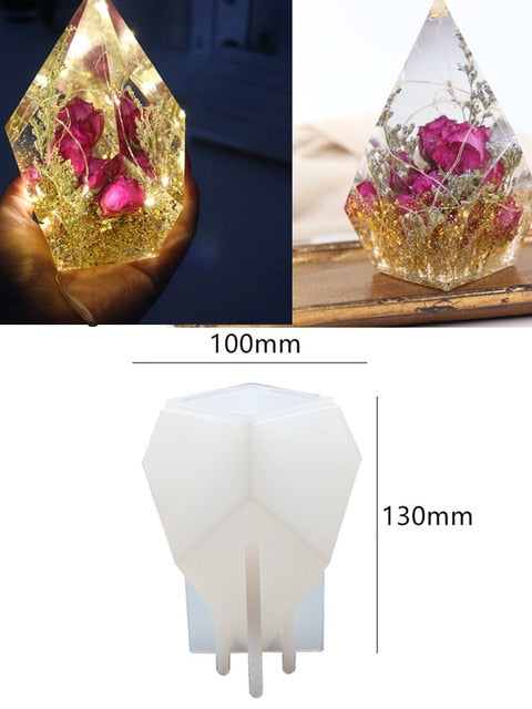 DIY Large Diamond Cut Irregular Crystal epoxy mold Jewelry Holder Resin Silicone Mold Making Accessories Tool Craf