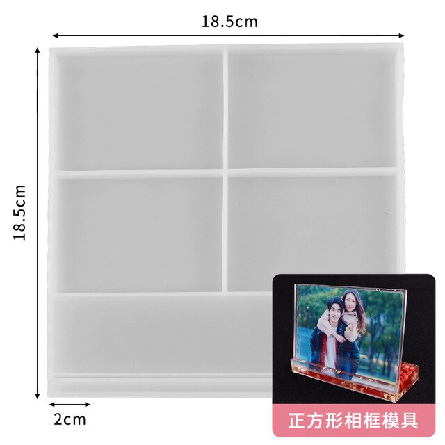 DIY Love Crystal Epoxy Resin Mold Rectangle Photo Frame with Base Silicone Mold Rectangle Photo Frame Crafts Jewelry Making