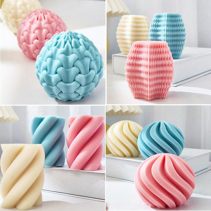 3D Foliage Bud Candle Molds Unique Modern Soy Wax Swirl Spiral Candles Silicone Mold Wave Irregular Home Decor clay mold