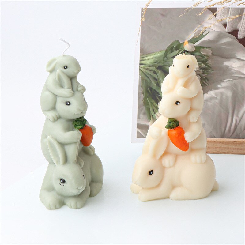 3D Cartoon Tortoise Candle Silicone Mold Cute Animal Rabbit Tortoise Family Cake Chocolate Silicone Mold Bear silicone mold