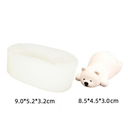 Epoxy Resin Handmade DIY Craft Clay Tools Soap Making Polar Bear Candle Mold 3D Art Wax Mold Silicone Mould