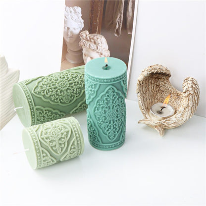 Lace Column Silicone Candle Mold for DIY Aromatherapy Candle Plaster Ornaments Soap Epoxy Resin Mould Handicrafts Making Tool