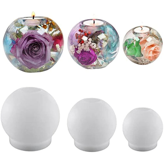 Round Ball-Shape Candle Holder Silicone Mold DIY Handicrafts Tealight Candlesticks Epoxy Resin Molds Wedding Home Decoration