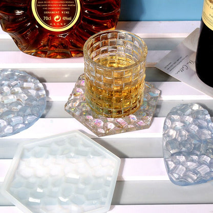 DIY Coaster Silicone Molds Crystal Epoxy Resin Mold AgatePlum Diamond Pattern Coaster Pendulum Home Decoration Cup Tray Jewelry
