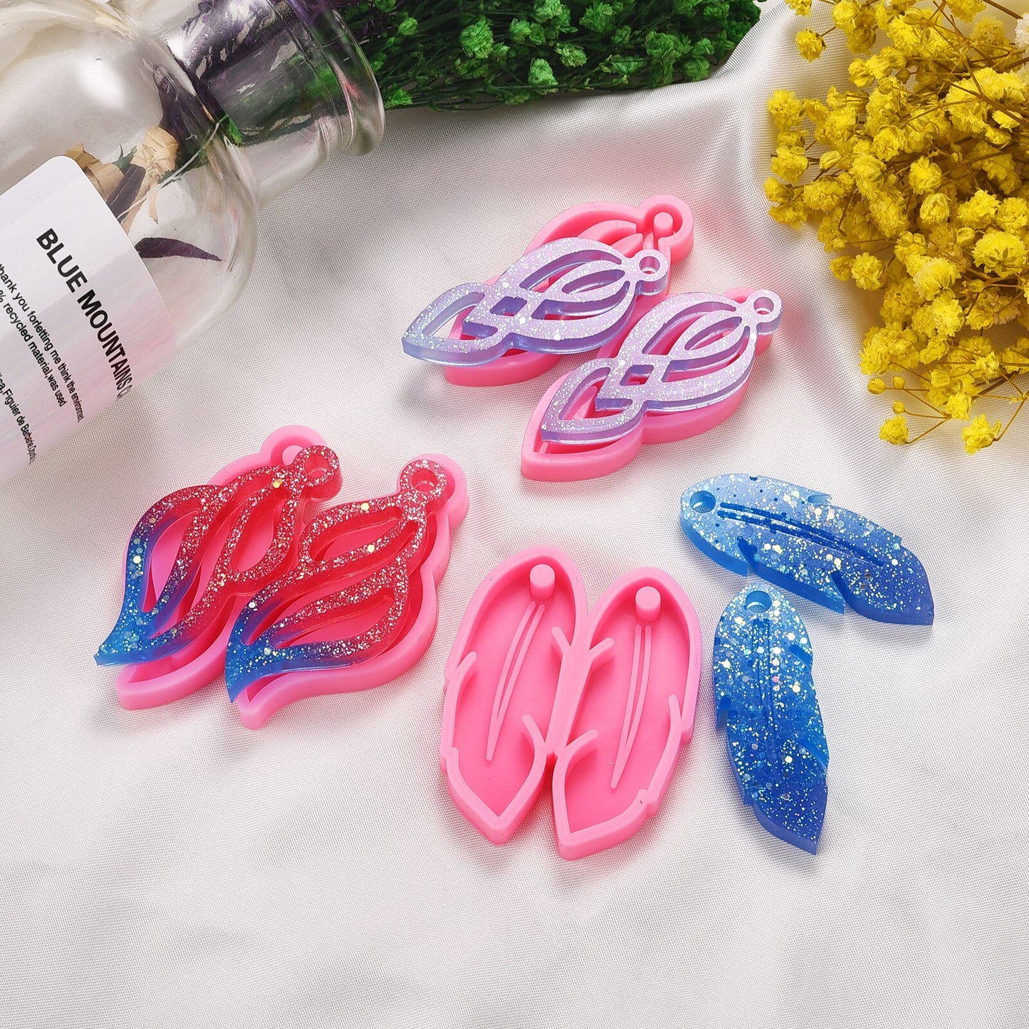 Resin Jewelry Molds Earring Pendant Silicone Molds Tear Drop Hoop Shape Hollow Out Earrings Epoxy Casting Mold For Key Chains